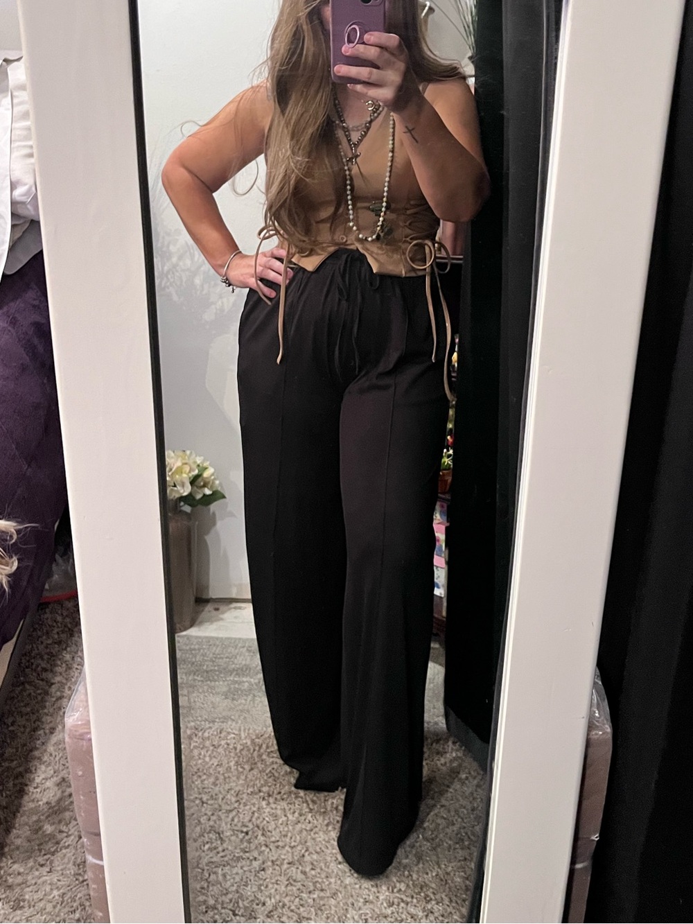 Yozy Black High Rise Wide Leg Pants